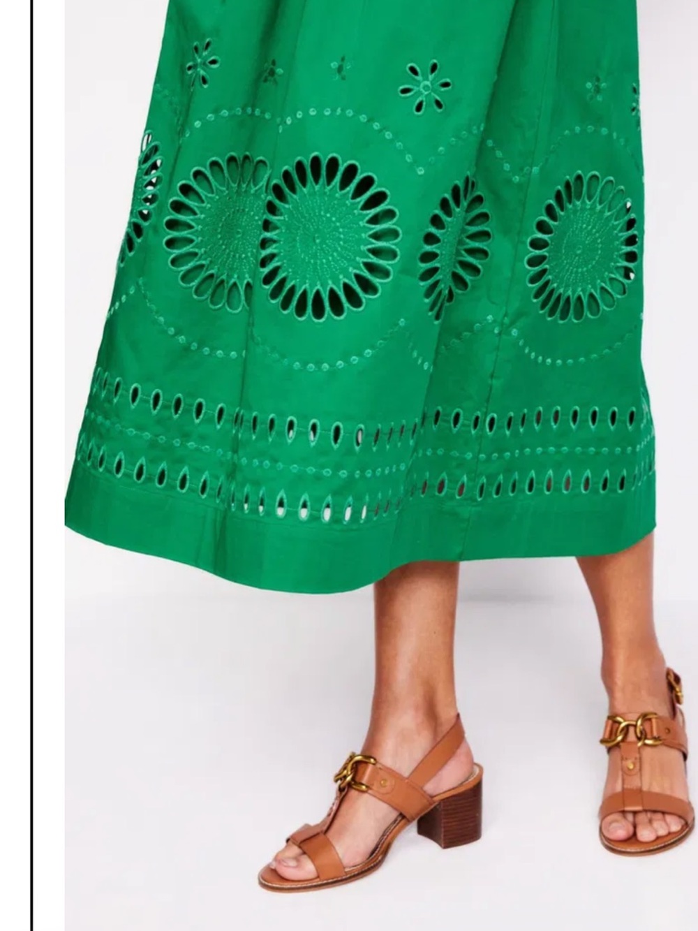 Boden dress NWT US 12 Lauren Broderie midi dress green, cotton, occasion dress - Picture 3 of 15